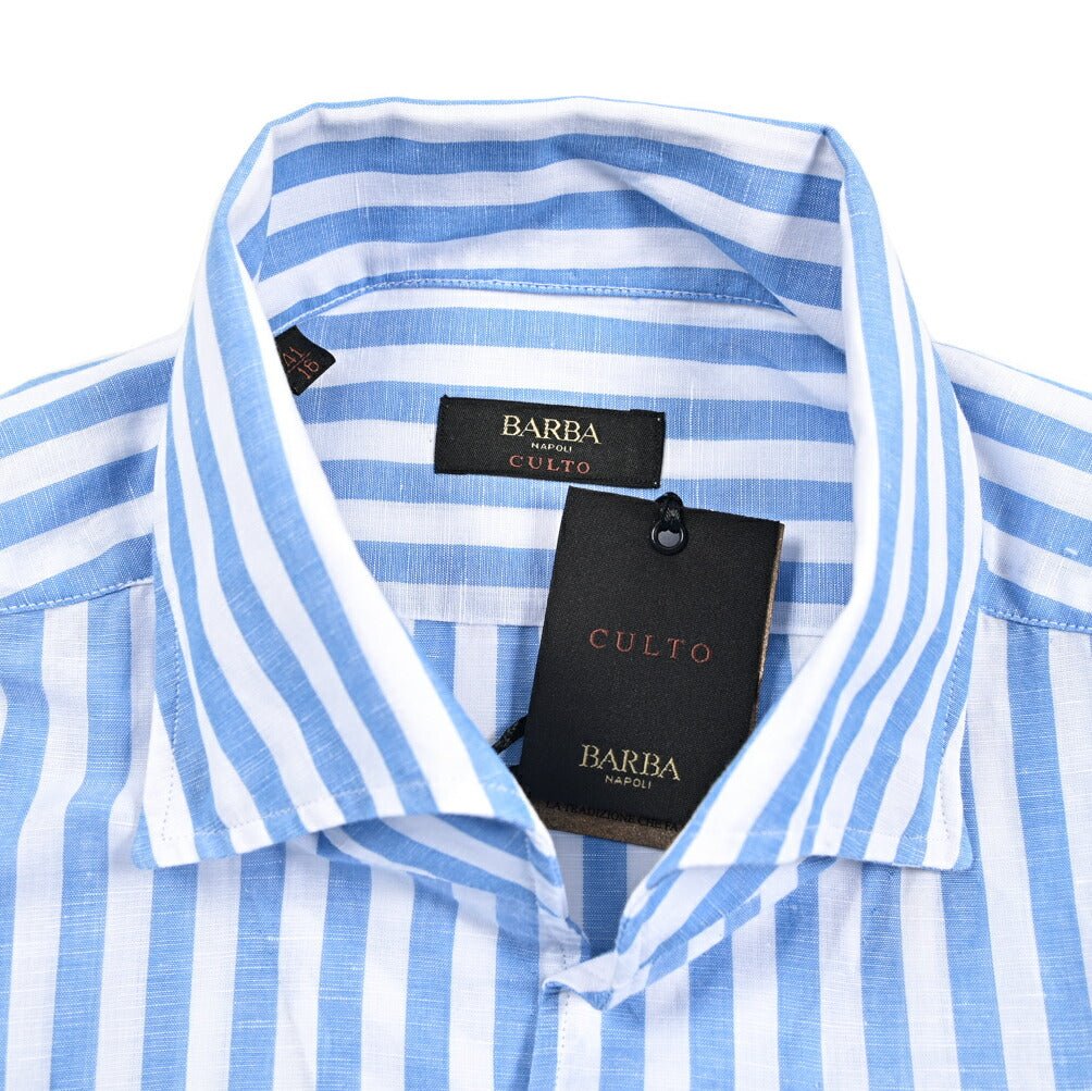 BARBA CULTO リネン混コットン スキッパーカラーシャツ 開襟シャツ｜435722｜GUARDAROBA MILANO OFFICIAL STORE