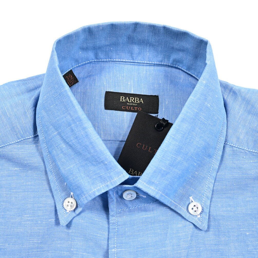 BARBA CULTO コットン混リネン ボタンダウンシャツ｜435727｜GUARDAROBA MILANO OFFICIAL STORE