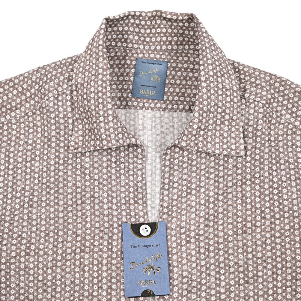 BARBA DANDYLIFE リネン100% 半袖プルオーバーシャツ 開襟シャツ｜435600｜GUARDAROBA MILANO OFFICIAL STORE