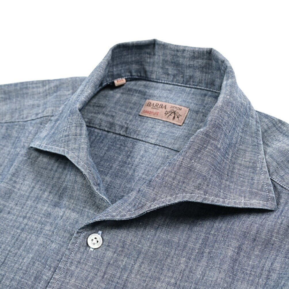 BARBA DANDYLIFE コットン100% スキッパーカラーシャツ 開襟シャツ｜435604-40｜GUARDAROBA MILANO OFFICIAL STORE