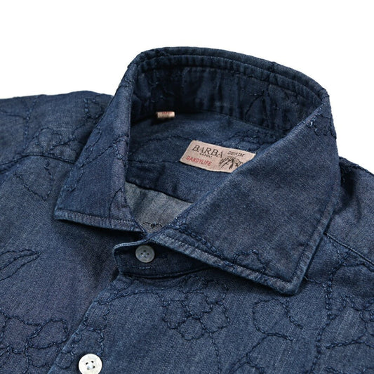 BARBA DANDYLIFE コットン100% ホリゾンタルカラーデニムシャツ｜435606-39｜GUARDAROBA MILANO OFFICIAL STORE