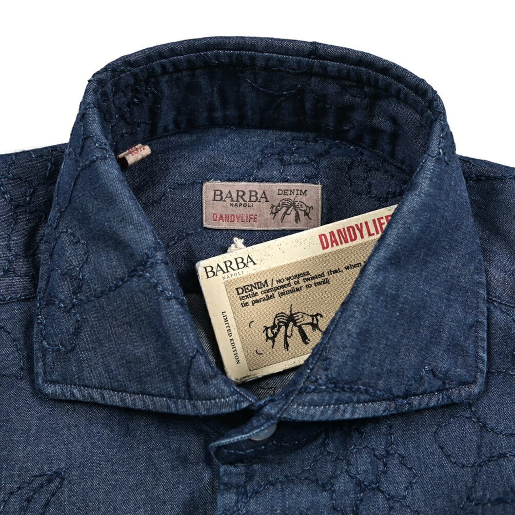 BARBA DANDYLIFE コットン100% ホリゾンタルカラーデニムシャツ｜435606-39｜GUARDAROBA MILANO OFFICIAL STORE