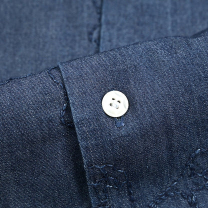 BARBA DANDYLIFE コットン100% ホリゾンタルカラーデニムシャツ｜435606-39｜GUARDAROBA MILANO OFFICIAL STORE