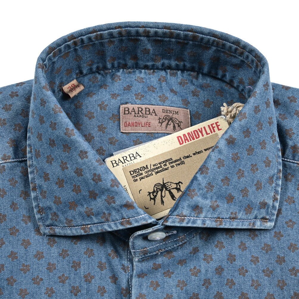 BARBA DANDYLIFE コットン100% ホリゾンタルカラーデニムシャツ｜435608-39｜GUARDAROBA MILANO OFFICIAL STORE