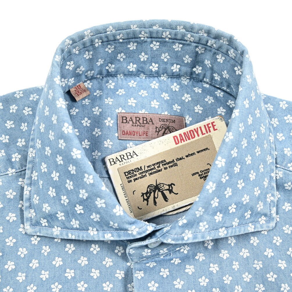 BARBA DANDYLIFE コットン100% ホリゾンタルカラーデニムシャツ｜435610-39｜GUARDAROBA MILANO OFFICIAL STORE