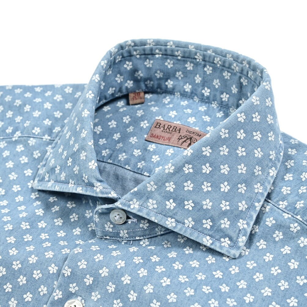 BARBA DANDYLIFE コットン100% ホリゾンタルカラーデニムシャツ｜435610-39｜GUARDAROBA MILANO OFFICIAL STORE