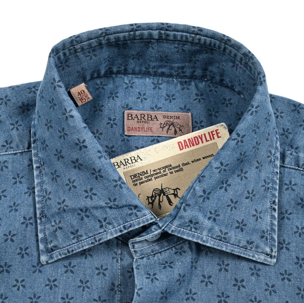BARBA DANDYLIFE コットン100% ワイドカラーデニムシャツ｜435612-40｜GUARDAROBA MILANO OFFICIAL STORE