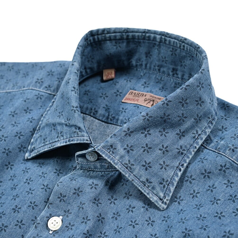 BARBA DANDYLIFE コットン100% ワイドカラーデニムシャツ｜435612-40｜GUARDAROBA MILANO OFFICIAL STORE