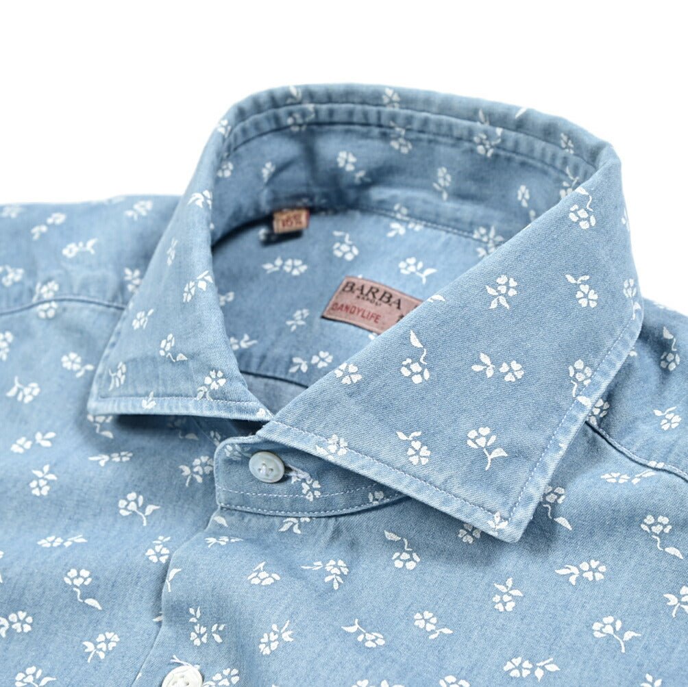 BARBA DANDYLIFE コットン100% ホリゾンタルカラーデニムシャツ｜435614-40｜GUARDAROBA MILANO OFFICIAL STORE