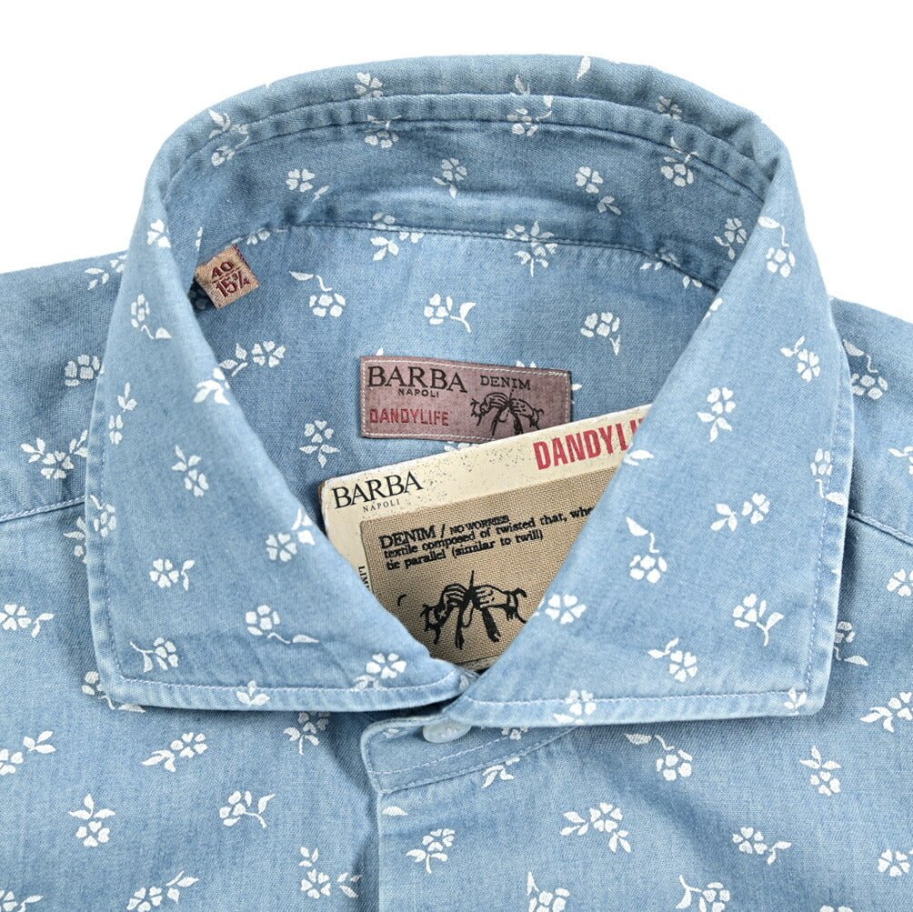 BARBA DANDYLIFE コットン100% ホリゾンタルカラーデニムシャツ｜435614-40｜GUARDAROBA MILANO OFFICIAL STORE