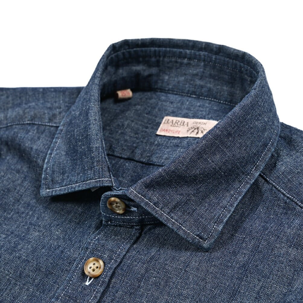 BARBA DANDYLIFE コットン100% ワイドカラーデニムシャツ｜435619-39｜GUARDAROBA MILANO OFFICIAL STORE