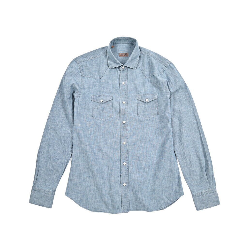 BARBA DANDYLIFE コットン100% ワイドカラーデニムシャツ｜435621-40｜GUARDAROBA MILANO OFFICIAL STORE