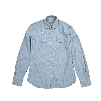 BARBA DANDYLIFE コットン100% ワイドカラーデニムシャツ｜435621-40｜GUARDAROBA MILANO OFFICIAL STORE