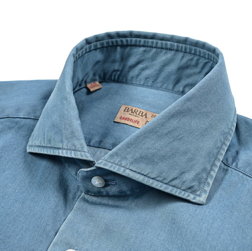 BARBA DANDYLIFE コットン100% ホリゾンタルカラーデニムシャツ｜435626-40｜GUARDAROBA MILANO OFFICIAL STORE