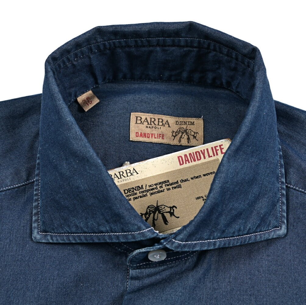 BARBA DANDYLIFE コットン100% ホリゾンタルカラーデニムシャツ｜435630-38｜GUARDAROBA MILANO OFFICIAL STORE