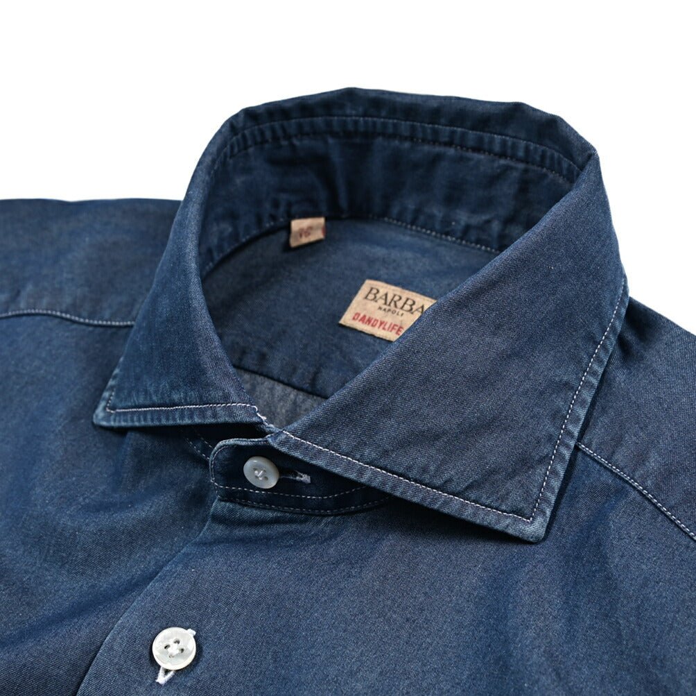 BARBA DANDYLIFE コットン100% ホリゾンタルカラーデニムシャツ｜435630-38｜GUARDAROBA MILANO OFFICIAL STORE
