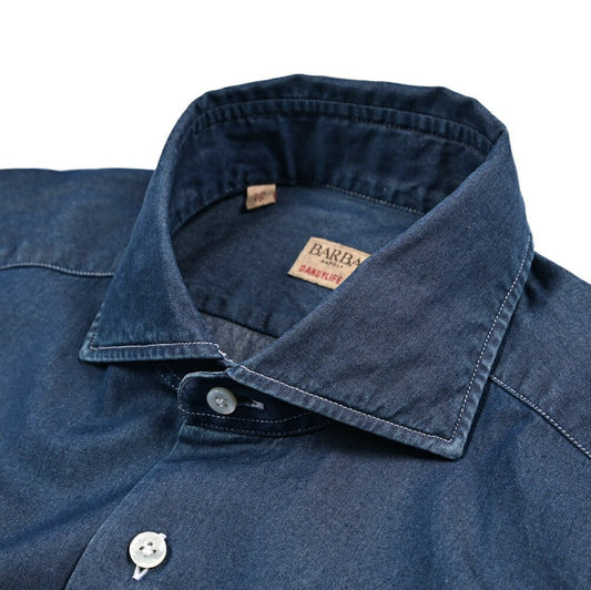 BARBA DANDYLIFE コットン100% ホリゾンタルカラーデニムシャツ｜435630-38｜GUARDAROBA MILANO OFFICIAL STORE