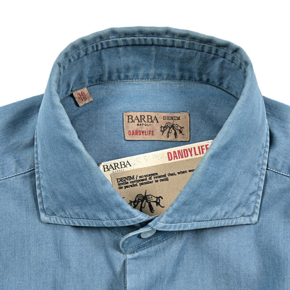 BARBA DANDYLIFE コットン100% ホリゾンタルカラーデニムシャツ｜435632-38｜GUARDAROBA MILANO OFFICIAL STORE