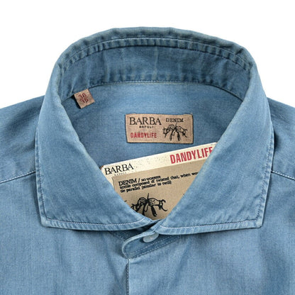 BARBA DANDYLIFE コットン100% ホリゾンタルカラーデニムシャツ｜435632-38｜GUARDAROBA MILANO OFFICIAL STORE