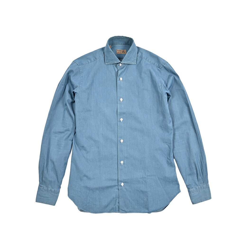 BARBA DANDYLIFE コットン100% ホリゾンタルカラーデニムシャツ｜435632-38｜GUARDAROBA MILANO OFFICIAL STORE