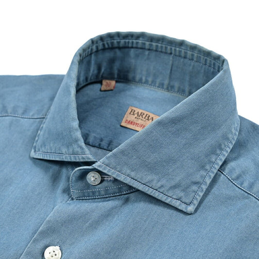 BARBA DANDYLIFE コットン100% ホリゾンタルカラーデニムシャツ｜435632-38｜GUARDAROBA MILANO OFFICIAL STORE