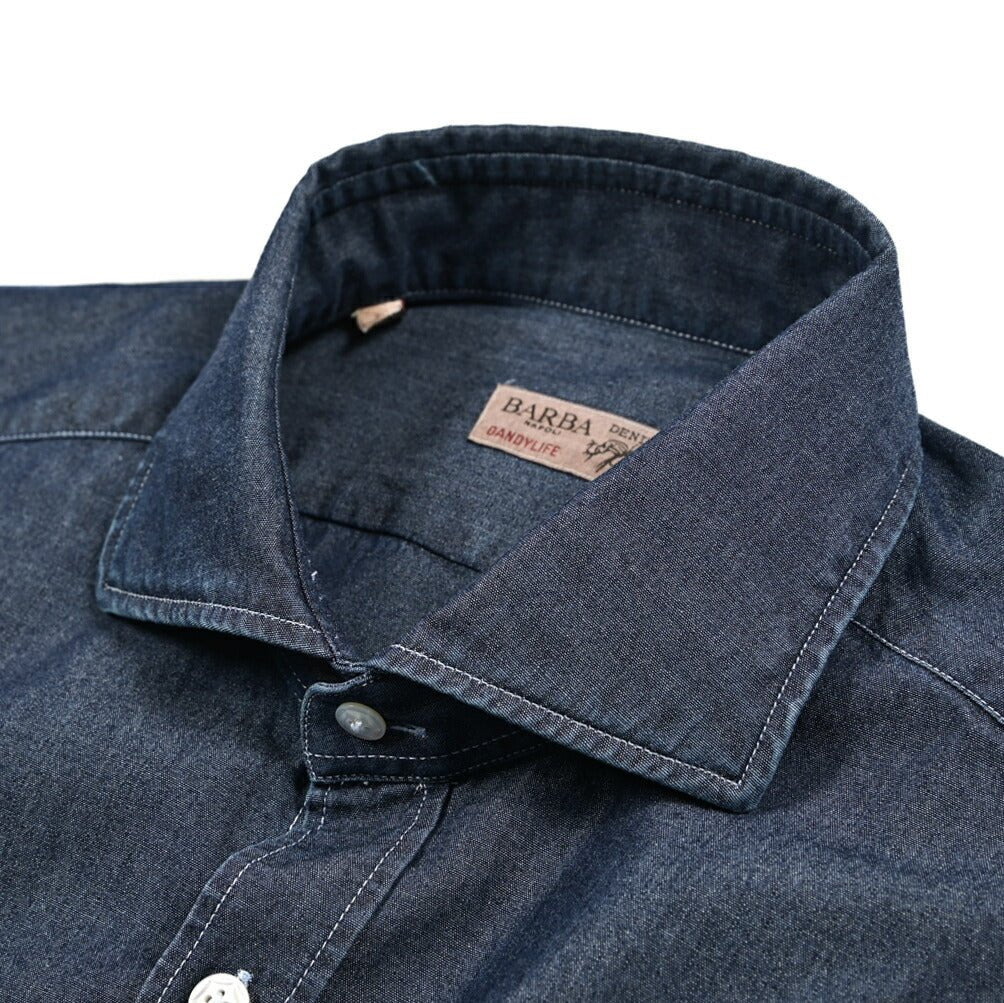 BARBA DANDYLIFE コットン100% ホリゾンタルカラーデニムシャツ｜435636｜GUARDAROBA MILANO OFFICIAL STORE