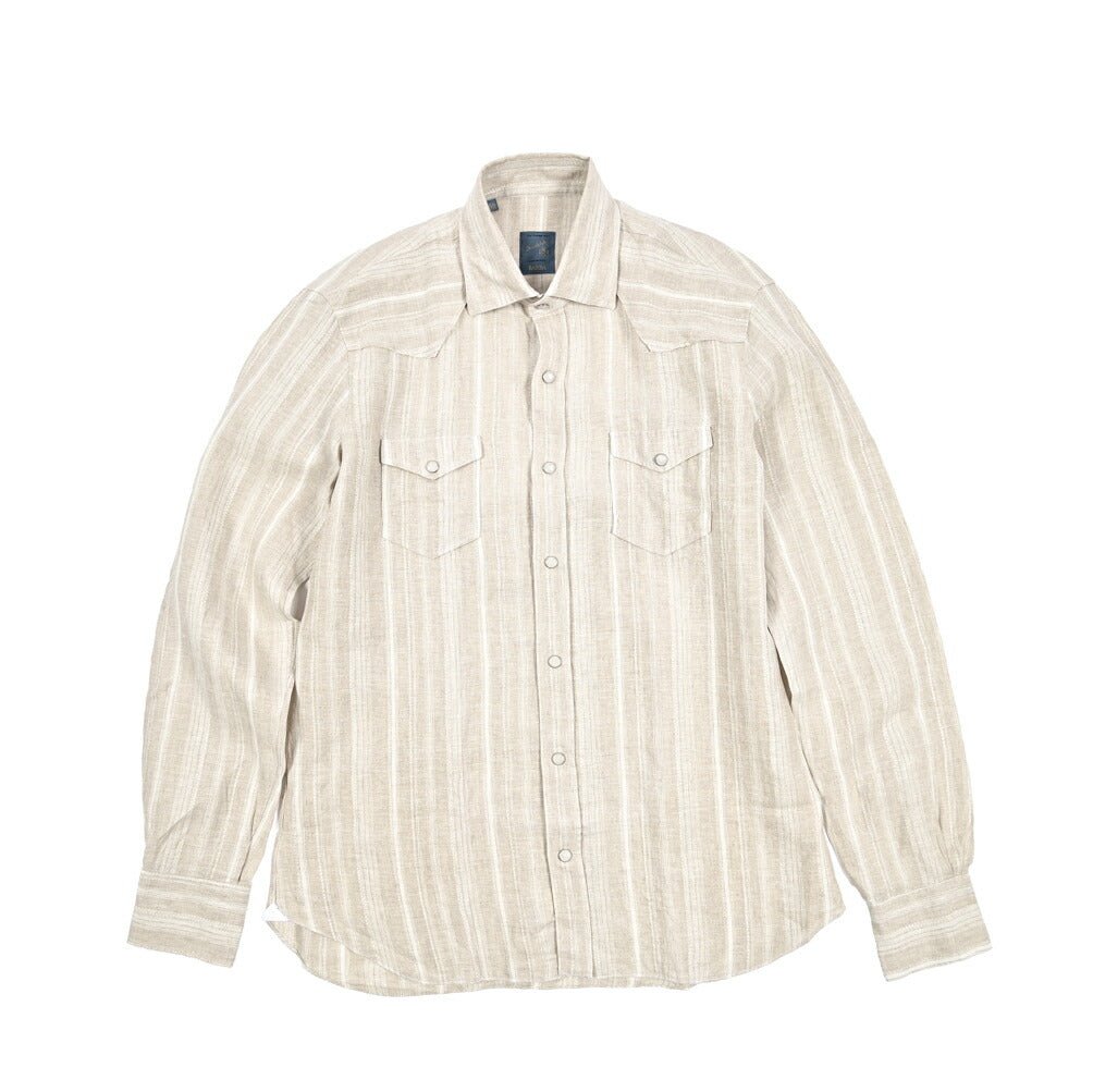 BARBA DANDYLIFE リネン100% ウエスタンシャツ The Vintage Shirt｜435687｜GUARDAROBA MILANO OFFICIAL STORE