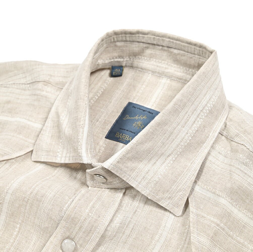 BARBA DANDYLIFE リネン100% ウエスタンシャツ The Vintage Shirt｜435687｜GUARDAROBA MILANO OFFICIAL STORE