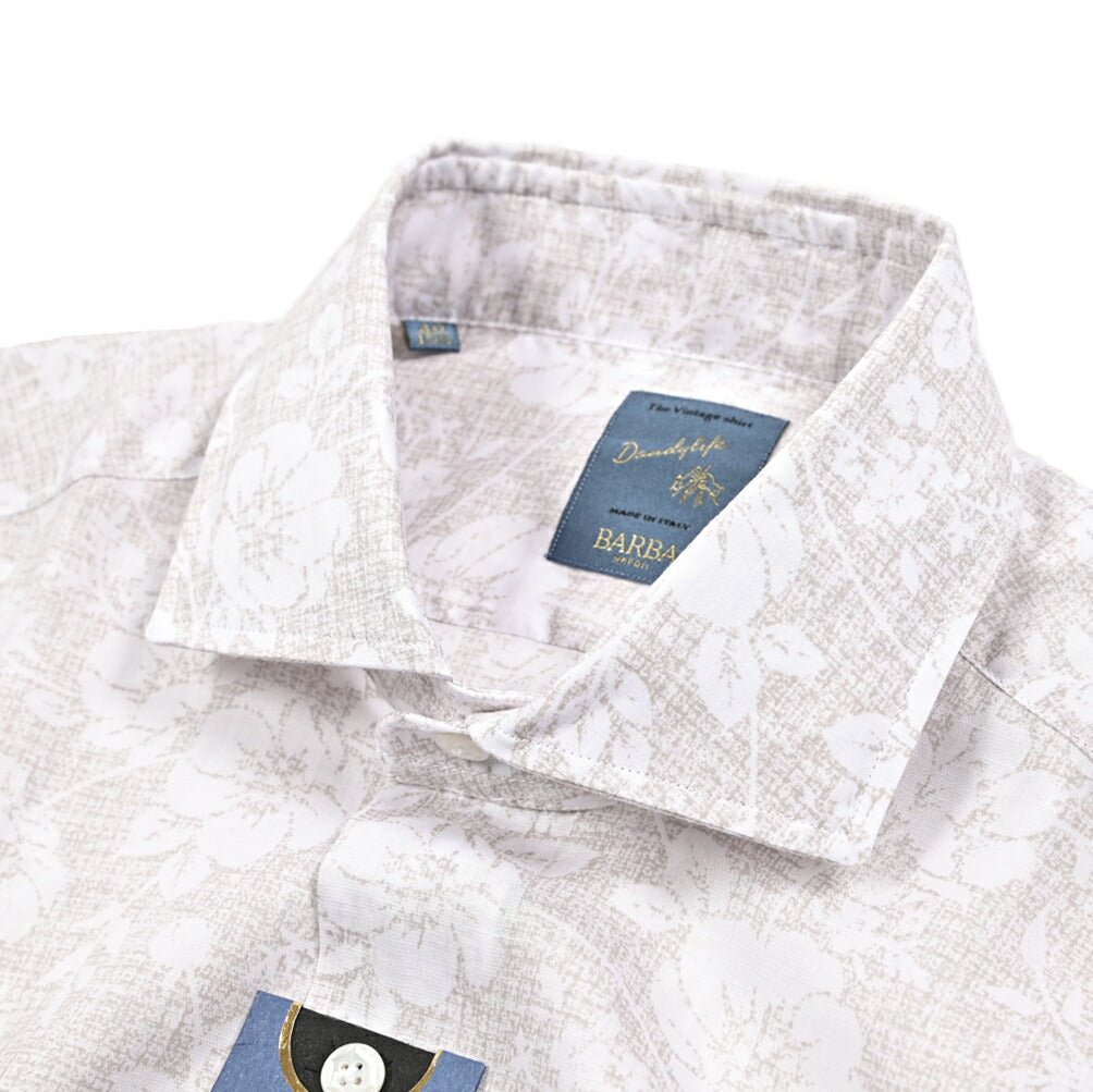 BARBA DANDYLIFE リネン混 ホリゾンタルカラーレーヨンシャツ｜435591｜GUARDAROBA MILANO OFFICIAL STORE