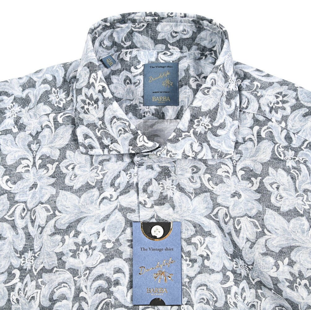BARBA DANDYLIFE リネン混コットン ホリゾンタルカラーシャツ｜435594｜GUARDAROBA MILANO OFFICIAL STORE