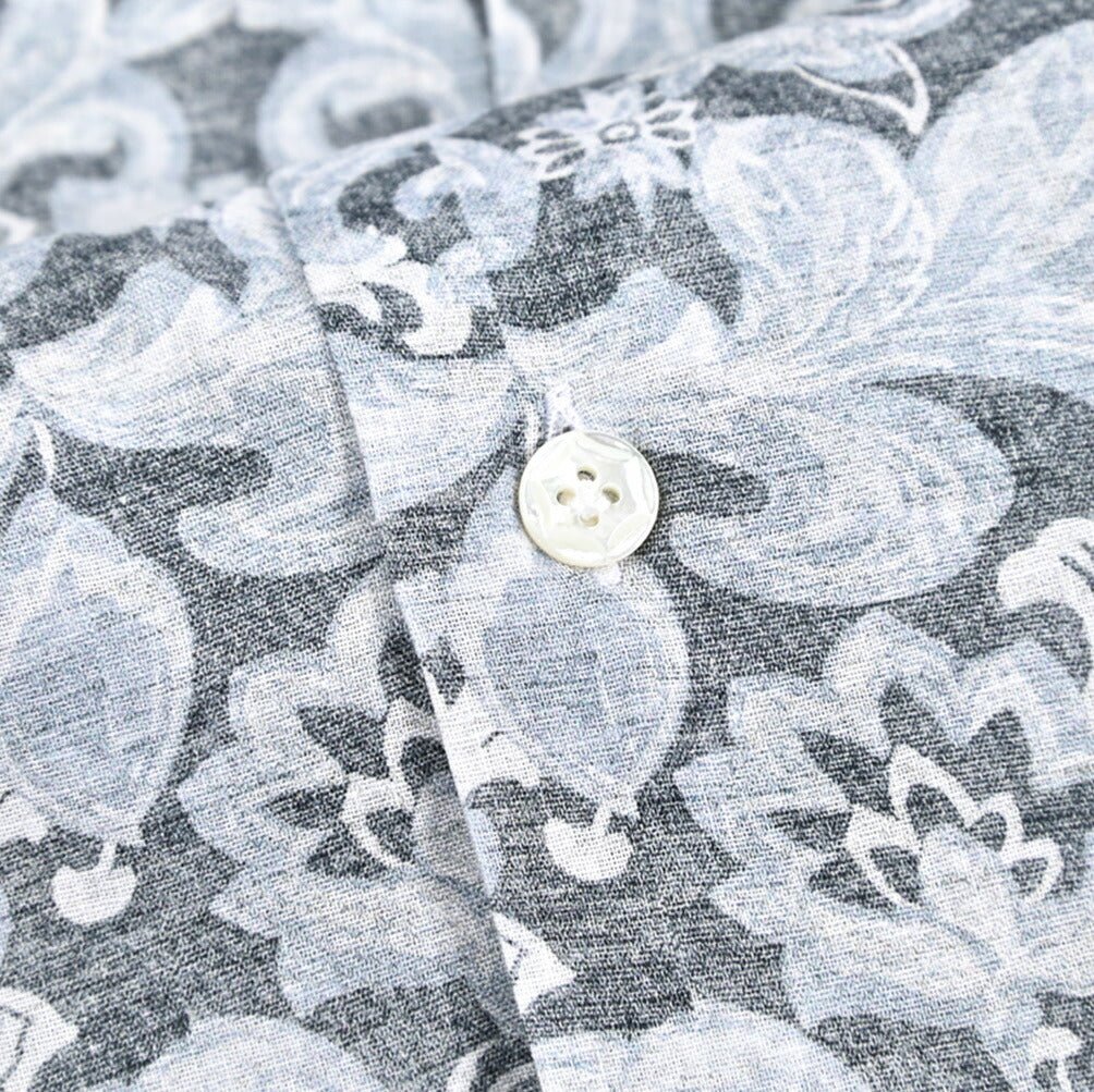 BARBA バルバ / DANDYLIFE リネン混コットン ホリゾンタルカラーシャツ