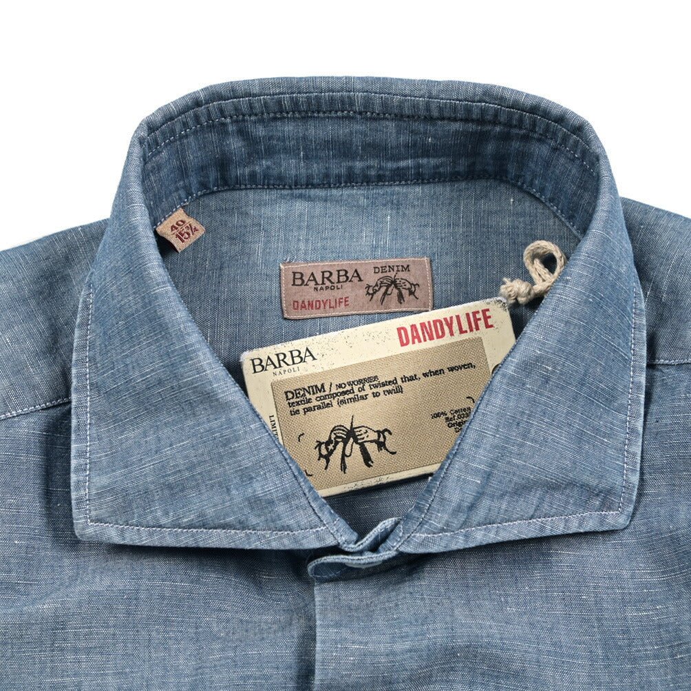BARBA DANDYLIFE リネン混コットン ホリゾンタルカラーシャツ｜435628-40｜GUARDAROBA MILANO OFFICIAL STORE