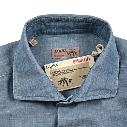 BARBA DANDYLIFE リネン混コットン ホリゾンタルカラーシャツ｜435628-40｜GUARDAROBA MILANO OFFICIAL STORE