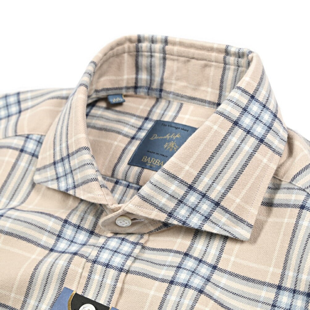BARBA DANDYLIFE コットンフランネル ホリゾンタルカラーシャツ / The Vintage Shirt｜435688｜GUARDAROBA MILANO OFFICIAL STORE