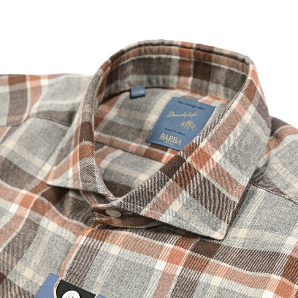 BARBA DANDYLIFE コットンフランネル ホリゾンタルカラーシャツ / The Vintage Shirt｜435689｜GUARDAROBA MILANO OFFICIAL STORE
