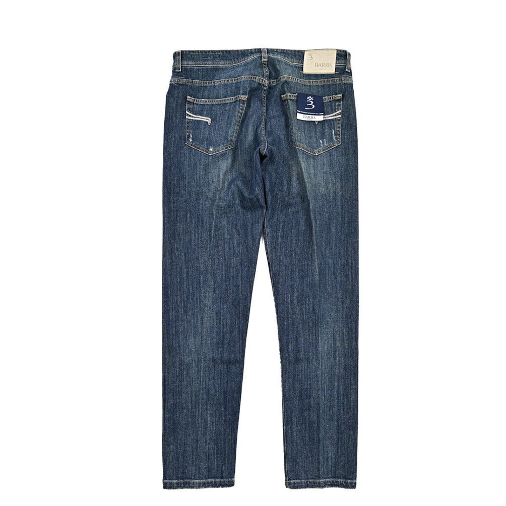 BARBA “FIVE” ストレッチデニム スリムジーンズ / ダメージ加工 ブルー 34 | GUARDAROBA MILANO OFFICIAL STORE