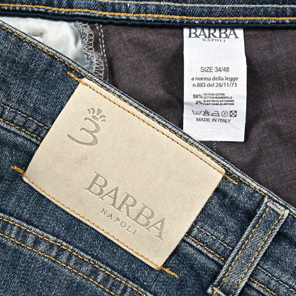 BARBA “FIVE” ストレッチデニム スリムジーンズ / ダメージ加工 ブルー 34 | GUARDAROBA MILANO OFFICIAL STORE