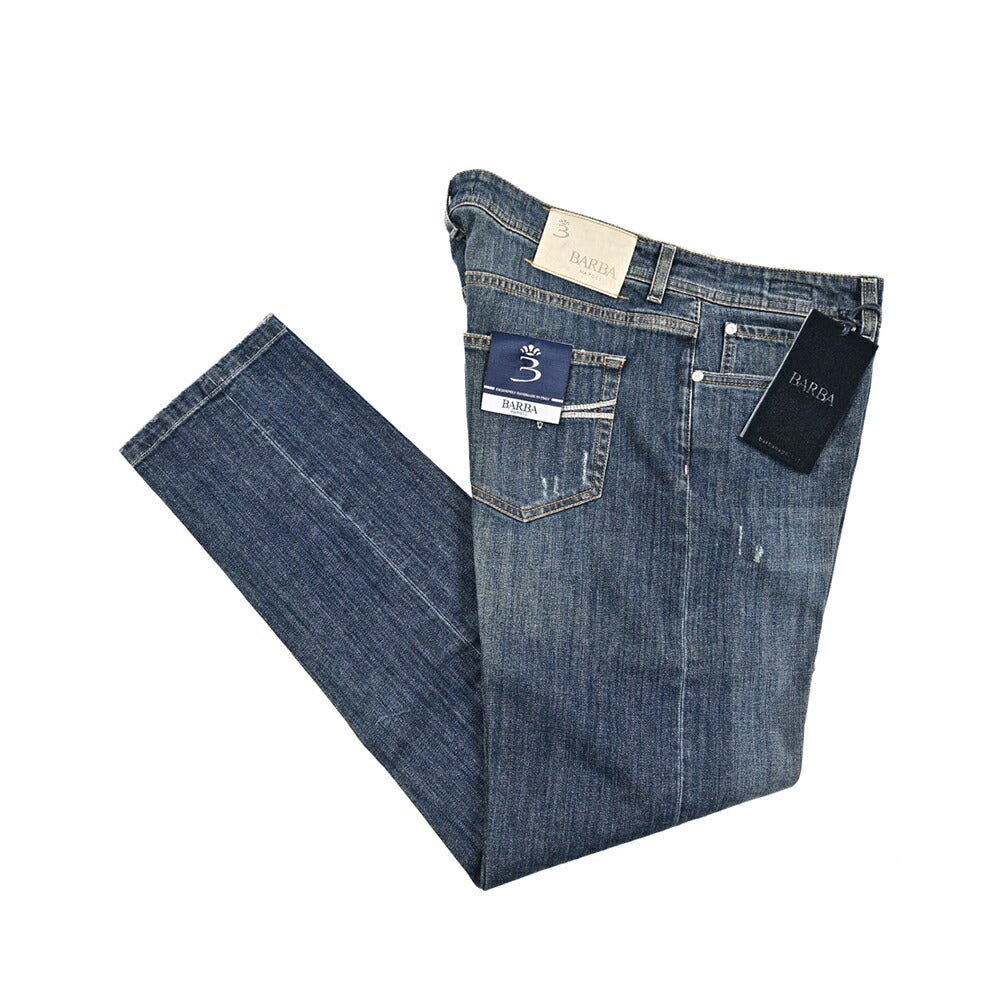 BARBA “FIVE” ストレッチデニム スリムジーンズ / ダメージ加工 ブルー 34 | GUARDAROBA MILANO OFFICIAL STORE
