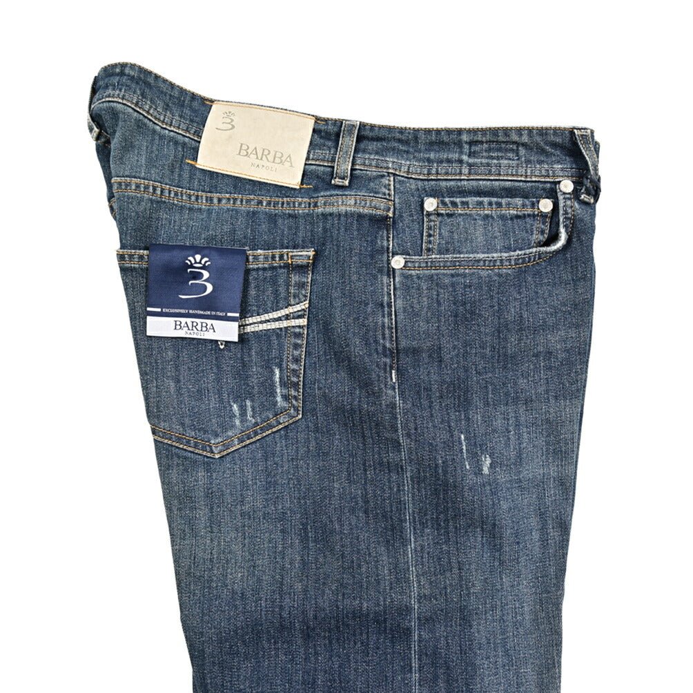 BARBA “FIVE” ストレッチデニム スリムジーンズ / ダメージ加工 ブルー 34 | GUARDAROBA MILANO OFFICIAL STORE