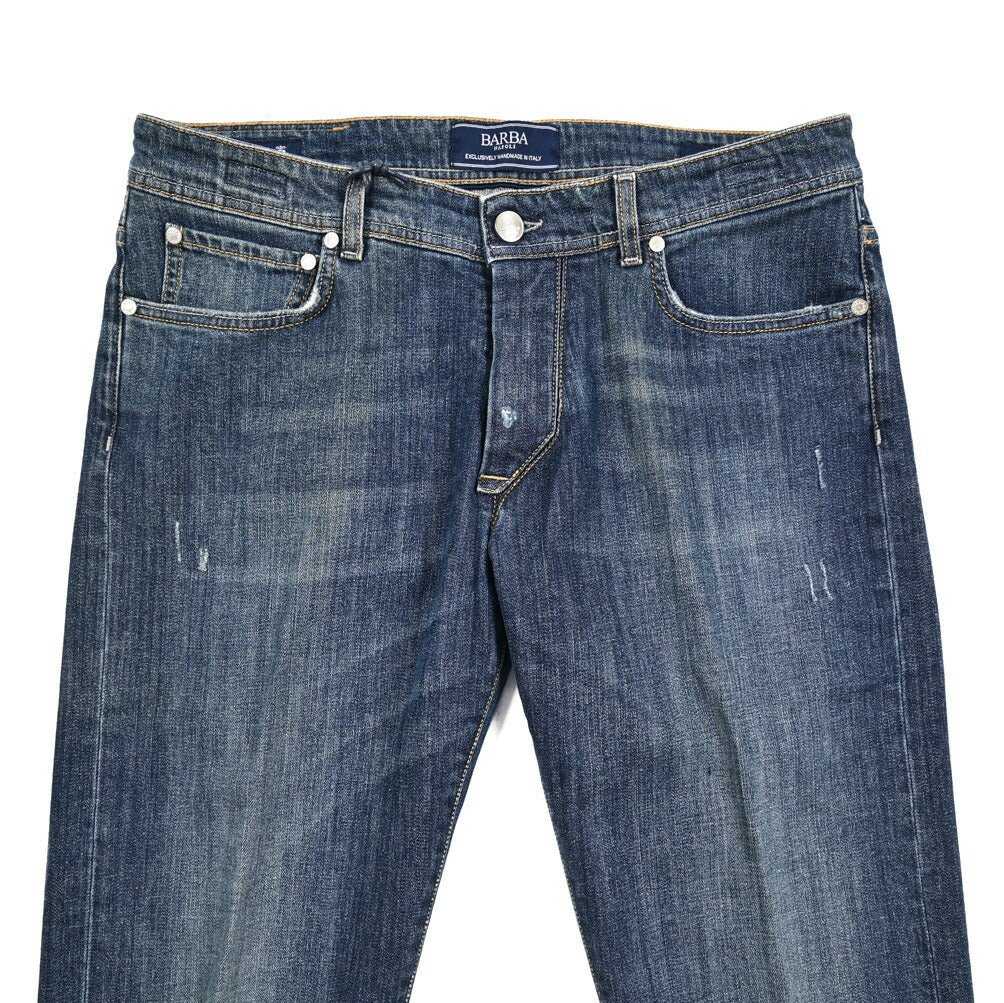 BARBA “FIVE” ストレッチデニム スリムジーンズ / ダメージ加工 ブルー 34 | GUARDAROBA MILANO OFFICIAL STORE