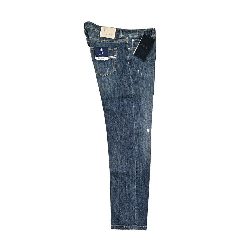 BARBA “FIVE” ストレッチデニム スリムジーンズ / ダメージ加工 ブルー 34 | GUARDAROBA MILANO OFFICIAL STORE