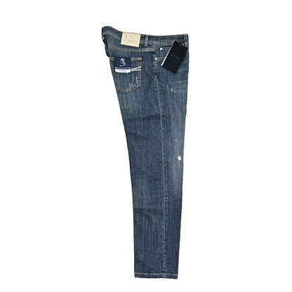 BARBA “FIVE” ストレッチデニム スリムジーンズ / ダメージ加工 ブルー 34 | GUARDAROBA MILANO OFFICIAL STORE