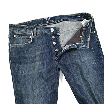 BARBA “FIVE” ストレッチデニム スリムジーンズ / ダメージ加工 ブルー 34 | GUARDAROBA MILANO OFFICIAL STORE