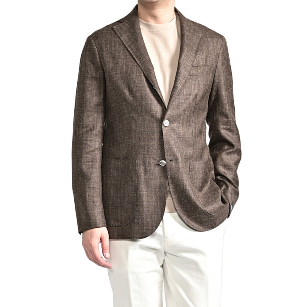 BARBA バルバ ジャケット 46 グレージュ　ウール シルク カシミヤ SALE｜BARBA バルバ / JACKET JIMMY ウール混リネン 段返り3Bシングル