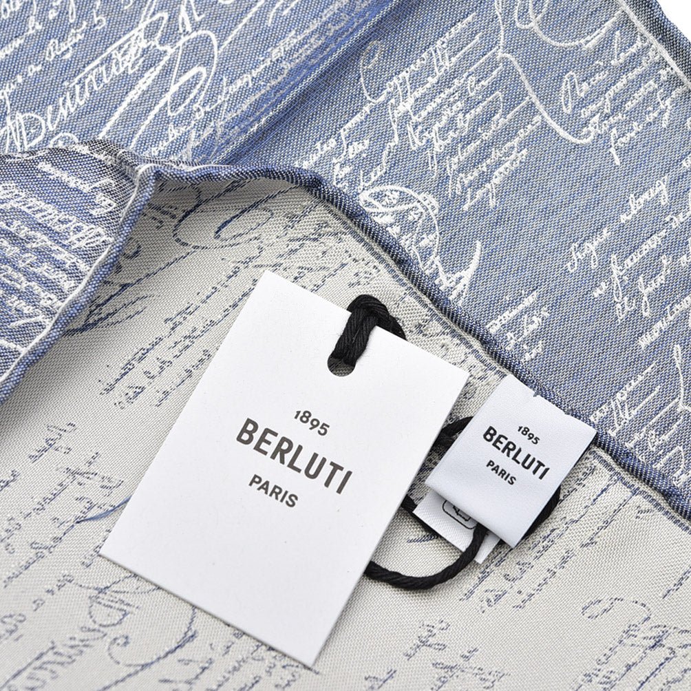 BERLUTI マルベリーシルク100% スクリット柄ポケットチーフ｜421362｜GUARDAROBA MILANO OFFICIAL STORE