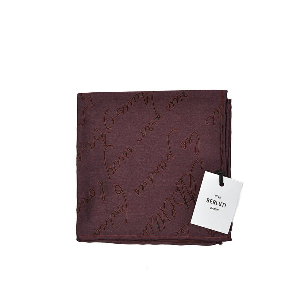 BERLUTI マルベリーシルク100% スクリット柄ポケットチーフ｜421374｜GUARDAROBA MILANO OFFICIAL STORE