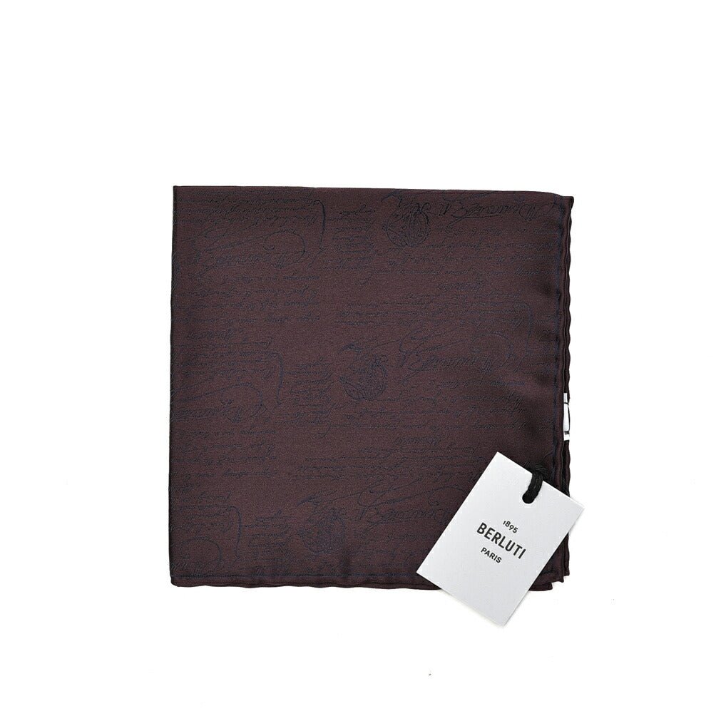 BERLUTI マルベリーシルク100% スクリット柄ポケットチーフ｜421378｜GUARDAROBA MILANO OFFICIAL STORE