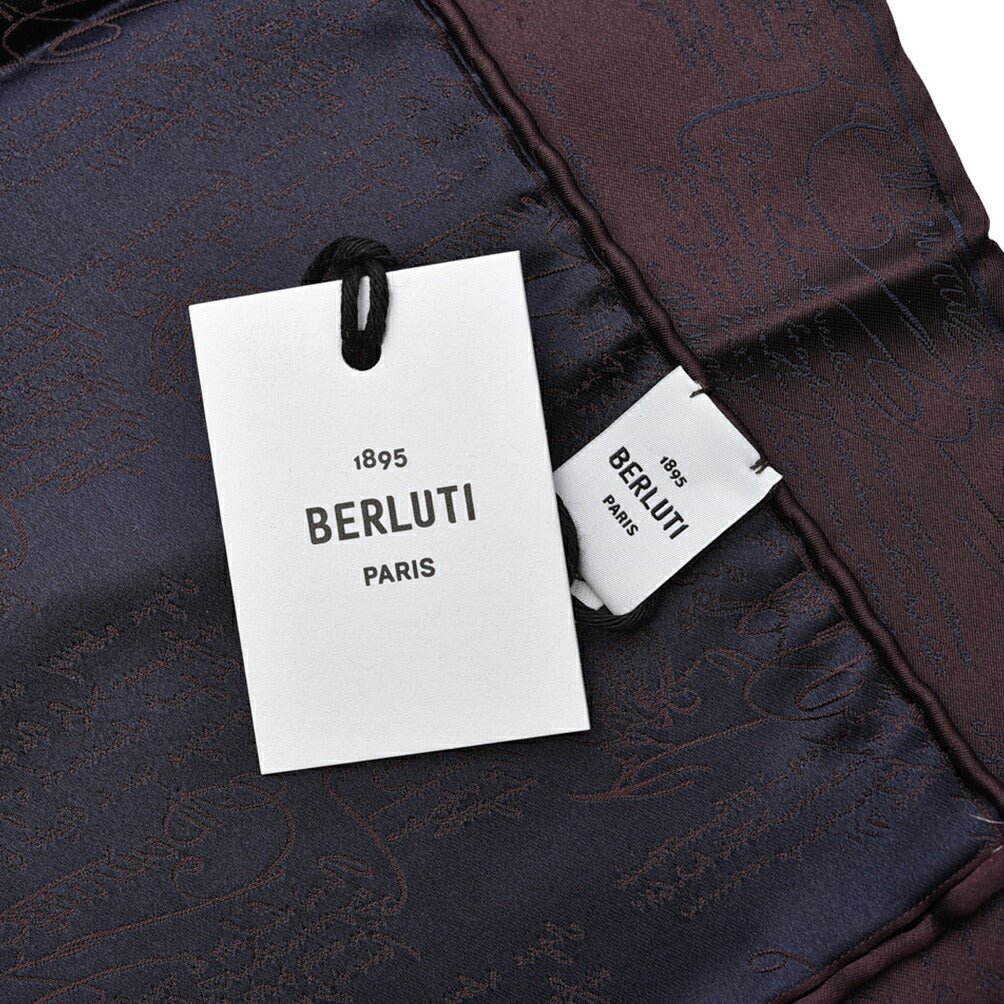 BERLUTI マルベリーシルク100% スクリット柄ポケットチーフ｜421378｜GUARDAROBA MILANO OFFICIAL STORE