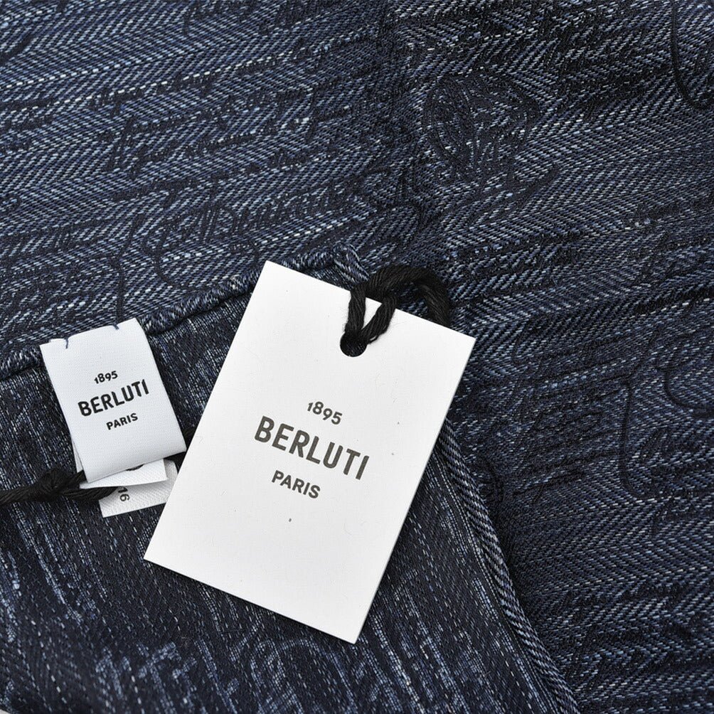 BERLUTI マルベリーシルク100% スクリット柄ポケットチーフ｜421383｜GUARDAROBA MILANO OFFICIAL STORE