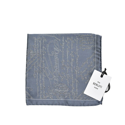 BERLUTI マルベリーシルク100% スクリット柄ポケットチーフ｜421393｜GUARDAROBA MILANO OFFICIAL STORE